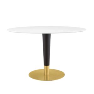 modway zinque oval modern 48" dining table in gold white