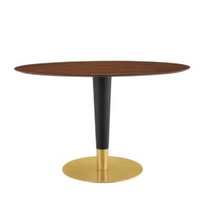 modway zinque oval wood 48" dining table in gold walnut