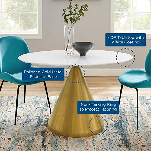 Modway Tupelo Oval Wood Grain 48" Dining Table, 48 Inch, Gold White