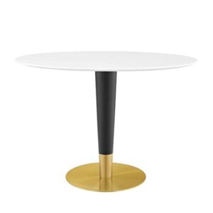 modway zinque oval modern 42" dining table in gold white