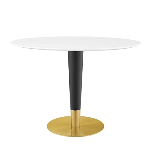 Modway Zinque Oval Modern 42" Dining Table in Gold White