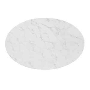 Modway Tupelo Oval Artificial Marble 42" Dining Table, 42 Inch, Gold White