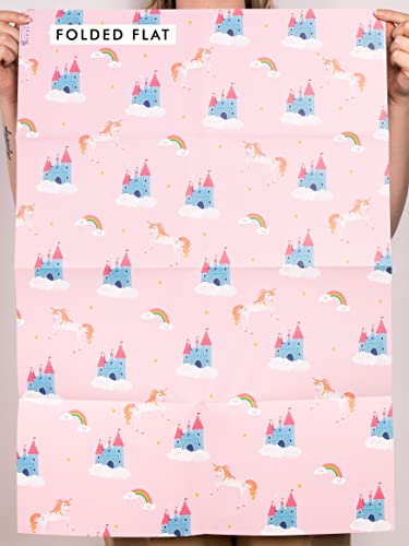 CENTRAL 23 Birthday Wrapping Paper - (x6) Pink Gift Wrap Sheets for Girls - Unicorn & Rainbow - New Baby - Magical Princess Giftwrap - Recyclable