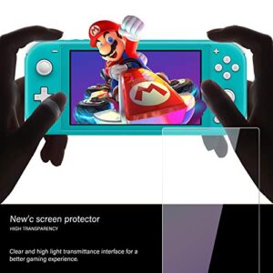 NEW'C Pack of 3, Glass Screen Protector for Nintendo Switch Lite, Tempered Glass Anti-Scratch, Anti-Fingerprints, Bubble-Free, 9H Hardness, 0.33mm Ultra Transparent, Ultra Resistant