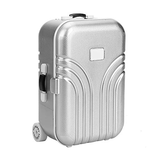 Asixxsix Doll Suitcase, Mini Dolls Travel Suitcase Baby Suitcase Toy Mini Luggage Box Rolling Suitcase for Doll, Kids((Silver))