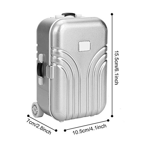 Asixxsix Doll Suitcase, Mini Dolls Travel Suitcase Baby Suitcase Toy Mini Luggage Box Rolling Suitcase for Doll, Kids((Silver))