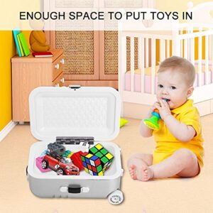 Asixxsix Doll Suitcase, Mini Dolls Travel Suitcase Baby Suitcase Toy Mini Luggage Box Rolling Suitcase for Doll, Kids((Silver))