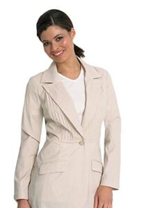 executive lab coat for women, lapel collar esthetician unifrom (tan)