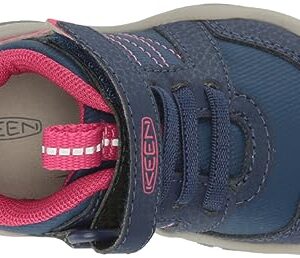 KEEN unisex child Knotch Peak Closed Toe Water Sandal, Blue Depths/Pink Peacock, 3 Big Kid US