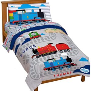 Jay Franco Thomas & Friends Rail Run 4 Piece Toddler Bed Set - Includes Comforter & Sheet Set Bedding - Super Soft Fade Resistant Microfiber (Official Mattel Product)