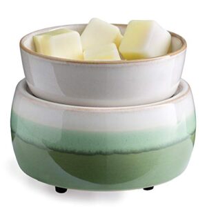 candle warmers etc 2-in-1 candle and fragrance warmer for warming scented candles or wax melts and tarts with to freshen room, green tea matcha latte