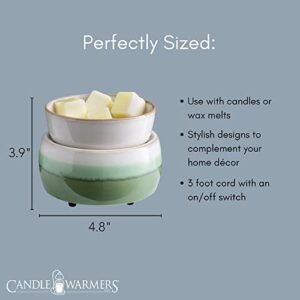 CANDLE WARMERS ETC 2-in-1 Candle and Fragrance Warmer for Warming Scented Candles or Wax Melts and Tarts with to Freshen Room, Green Tea Matcha Latte