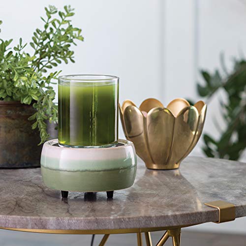CANDLE WARMERS ETC 2-in-1 Candle and Fragrance Warmer for Warming Scented Candles or Wax Melts and Tarts with to Freshen Room, Green Tea Matcha Latte