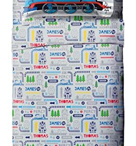 Jay Franco Thomas & Friends Stitch in Time 4 Piece Toddler Bed Set - Includes Comforter & Sheet Set Bedding - Super Soft Fade Resistant Microfiber (Official Mattel Product)