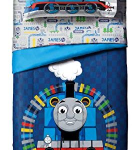 Jay Franco Thomas & Friends Stitch in Time 4 Piece Toddler Bed Set - Includes Comforter & Sheet Set Bedding - Super Soft Fade Resistant Microfiber (Official Mattel Product)