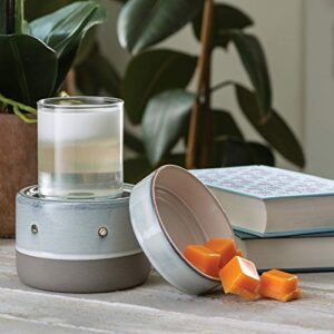 CANDLE WARMERS ETC 2-in-1 Deluxe Candle and Wax Fragrance Warmer with LED Light and Auto Shut Off for Timed Candle Warming, Glazed Concrete