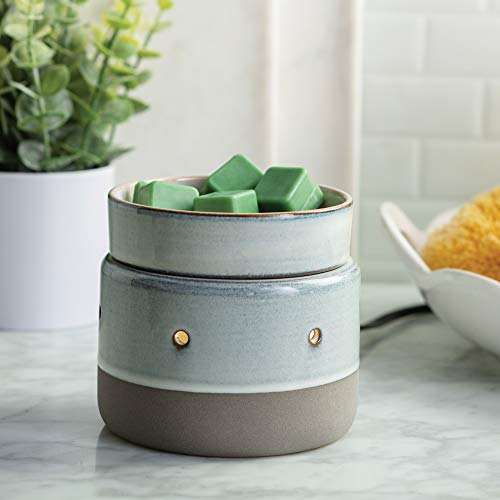 CANDLE WARMERS ETC 2-in-1 Deluxe Candle and Wax Fragrance Warmer with LED Light and Auto Shut Off for Timed Candle Warming, Glazed Concrete