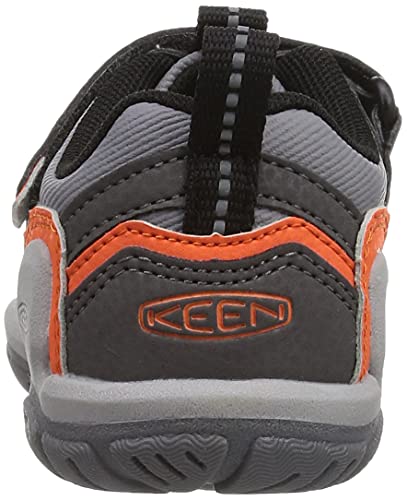 KEEN unisex child Knotch Peak Closed Toe Water Sandal, Magnet/Safety Orange, 9 Little Kid US