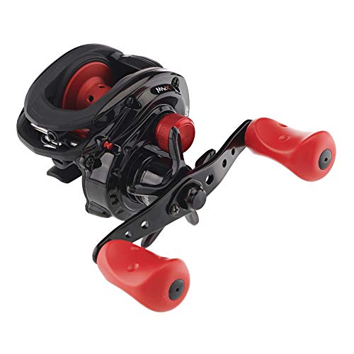 Abu Garcia Max X Low Profile Baitcast Reel, Size LP (1539734), 4 Stainless Steel Ball Bearings + 1 Roller Bearing, Synthetic Star Drag, Max of 15lb | 6.8kg, Left-Handed - Box, Multi