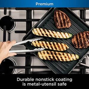 Ninja C30528 Foodi NeverStick Premium 11-Inch Square Grill Pan, Hard-Anodized, Nonstick, Durable & Oven Safe to 500°F, Slate Grey