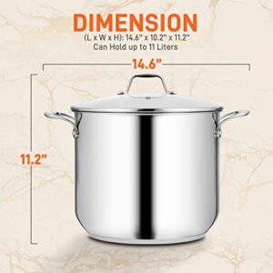 NutriChef 12-Quart Stainless Steel Stock Pot - 18/8 Food Grade Stainless Steel Heavy Duty Induction - Large Stock Pot, Stew Pot, Simmering Pot, Soup Pot with See Through Lid, Dishwasher Safe - NCSP21