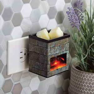 CANDLE WARMERS ETC Pluggable Fragrance Warmer- Decorative Plug-in for Warming Scented Candle Wax Melts and Tarts or Fragrance Oils, Hearthstone Grey Mini Fireplace