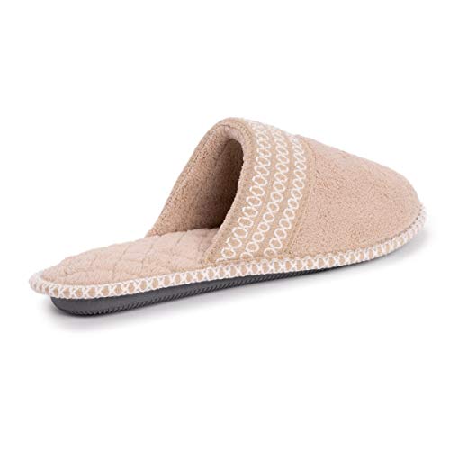 MUK LUKS womens Women's Cathy Micro Chenille Closed Toe Slipper, Honey Wheat, Medium US