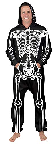 Nawoshow Women Men Long Sleeve Playsuit Adult Onesie Jumpsuit Pajamas (Skeleton, L/XL)