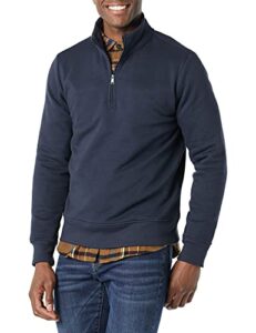 amazon essentials men's long-sleeve quarter-zip fleece sweatshirt, navy, large