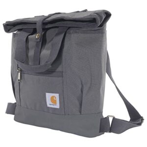 carhartt convertible, durable tote bag with adjustable backpack straps and laptop sleeve, gray, one size
