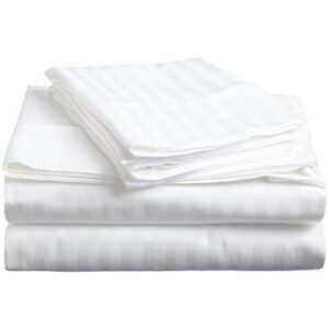 myrtle collection damask stripe premium quality 550-tc egyptian cotton 4-pcs sheet set fits 10-12 inch deep pockets (1 fitted, 1 flat, 2 pillowcase) best-bedding set(full size, white)