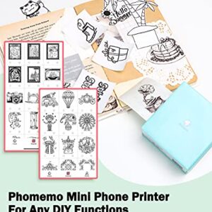 Phomemo Label Maker -M02 Pocket Printer Thermal Bluetooth Sticker Maker with 3 Rolls Paper, for DIY Creation, Study Notes, Memo, List, Work Plan, Gift, Cyan