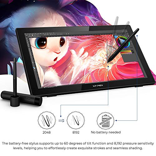 Drawing Tablet with Screen XPPen Artist 22 2nd Computer Graphics Tablet 122% sRGB with 8192 Levels Tilt Function Battery-Free Stylus, 21.5inch Pen Display Compatible with Windows, Mac, Linux
