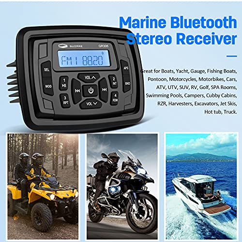 GUZARE Marine Stereo Bluetooth Waterproof Boats Golf Cart Radio Digital Media Stereo Receiver AM FM Tuner Bluetooth Streaming on ATV UTV Motorcycle and Spa Hot Tubs