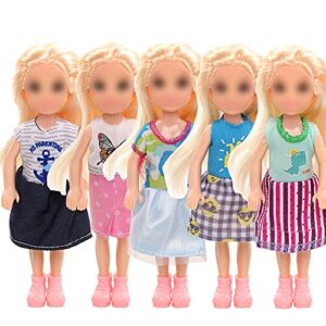 Miunana 12 pcs Girl Doll Clothes Dress Outfits and Shoes for Chelsea 11.5 Inch Girl's Sister 6" Doll Clothing with 2 Pairs of Shoes for 4-6 Inch Chelsea Girl Dolls Clothes and Accessories