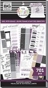 the happy planner sticker value pack - planner accessories - girls with goals theme - multi-color - great for planning & organizing - 30 sheets, 701 stickers
