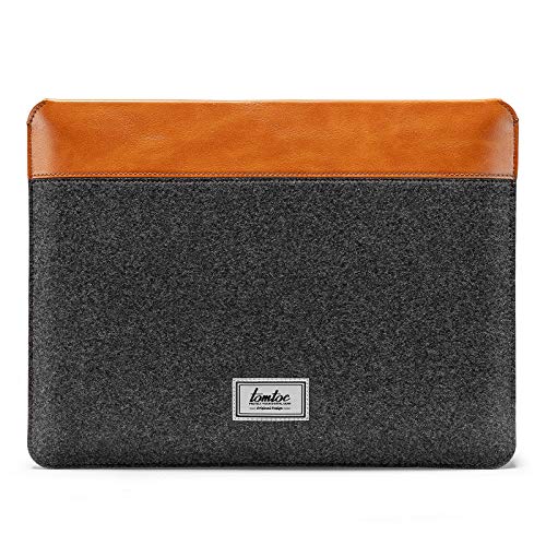 tomtoc Felt & PU Leather Laptop Sleeve for 13-inch MacBook Air M2/A2681 M1/A2337 2022-2018, 13 Inch MacBook Pro M2/A2686 M1/A2338 2022-2016, Surface Pro 9/8/X/7+/7/6/5, Ultra-Slim Accessory Case