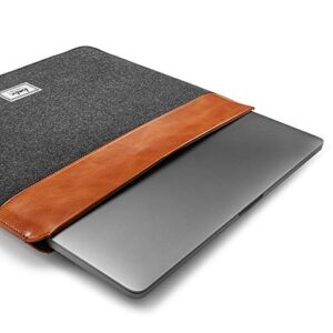 tomtoc Felt & PU Leather Laptop Sleeve for 13-inch MacBook Air M2/A2681 M1/A2337 2022-2018, 13 Inch MacBook Pro M2/A2686 M1/A2338 2022-2016, Surface Pro 9/8/X/7+/7/6/5, Ultra-Slim Accessory Case