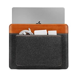 tomtoc Felt & PU Leather Laptop Sleeve for 13-inch MacBook Air M2/A2681 M1/A2337 2022-2018, 13 Inch MacBook Pro M2/A2686 M1/A2338 2022-2016, Surface Pro 9/8/X/7+/7/6/5, Ultra-Slim Accessory Case