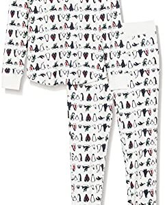 Amazon Essentials Women's Snug-Fit Cotton Pajama Set (Available in Plus Size), Penguin Parade, Medium