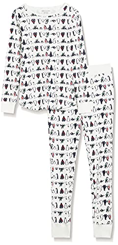 Amazon Essentials Women's Snug-Fit Cotton Pajama Set (Available in Plus Size), Penguin Parade, Medium