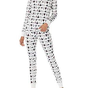 Amazon Essentials Women's Snug-Fit Cotton Pajama Set (Available in Plus Size), Penguin Parade, Medium