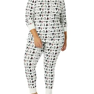 Amazon Essentials Women's Snug-Fit Cotton Pajama Set (Available in Plus Size), Penguin Parade, Medium