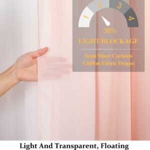 Peach Chiffon Backdrop Curtain-2 Panels 29"x120" Wedding Chiffon Backdrop Drapes Polyester Chiffon Fabric Drapes Birthday Backdrops Voile Window Curtain Photography Backdrop (29''x120''x2pcs, Peach)