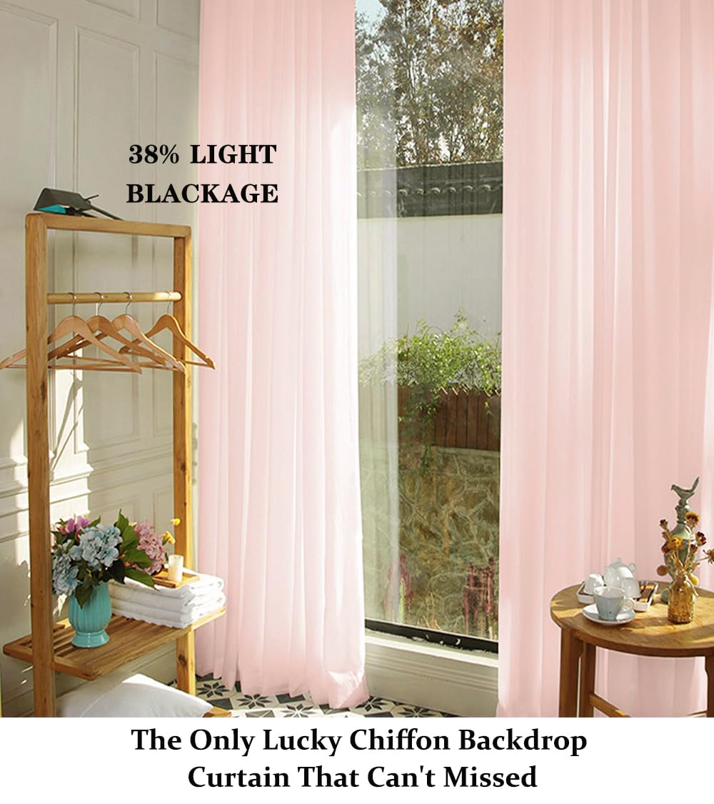 Peach Chiffon Backdrop Curtain-2 Panels 29"x120" Wedding Chiffon Backdrop Drapes Polyester Chiffon Fabric Drapes Birthday Backdrops Voile Window Curtain Photography Backdrop (29''x120''x2pcs, Peach)