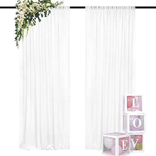 White Chiffon Backdrop Curtain-2 Panels 29"x120" Chiffon Wedding Backdrop Drapes Beach Curtains for Living Room Voile Window Curtain Photography Backdrop for Wedding Ceremony (29''x120''x2pcs, White)