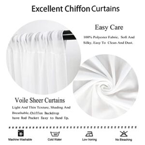 White Chiffon Backdrop Curtain-2 Panels 29"x120" Chiffon Wedding Backdrop Drapes Beach Curtains for Living Room Voile Window Curtain Photography Backdrop for Wedding Ceremony (29''x120''x2pcs, White)