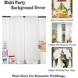 White Chiffon Backdrop Curtain-2 Panels 29"x120" Chiffon Wedding Backdrop Drapes Beach Curtains for Living Room Voile Window Curtain Photography Backdrop for Wedding Ceremony (29''x120''x2pcs, White)