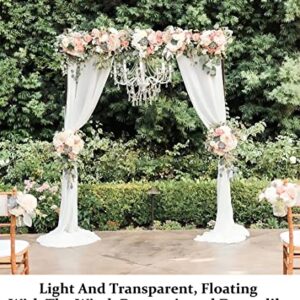 White Chiffon Backdrop Curtain-2 Panels 29"x120" Chiffon Wedding Backdrop Drapes Beach Curtains for Living Room Voile Window Curtain Photography Backdrop for Wedding Ceremony (29''x120''x2pcs, White)