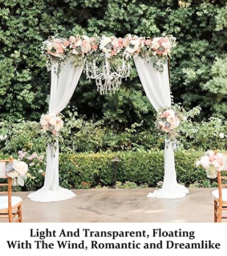 White Chiffon Backdrop Curtain-2 Panels 29"x120" Chiffon Wedding Backdrop Drapes Beach Curtains for Living Room Voile Window Curtain Photography Backdrop for Wedding Ceremony (29''x120''x2pcs, White)